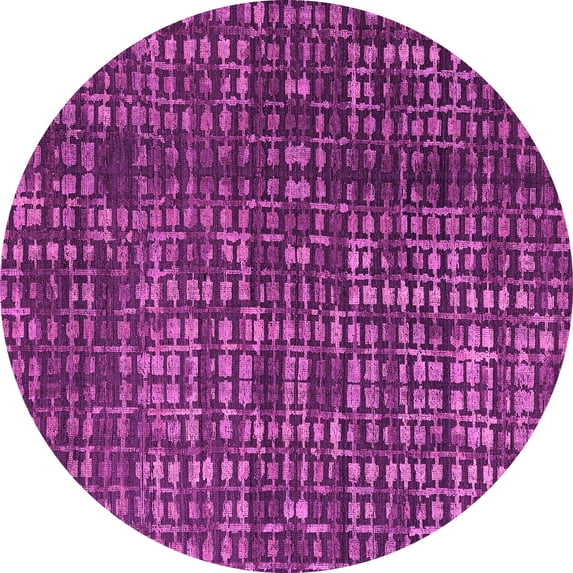 Ahgly Company Indoor Round Abstract Pink Modern Area Rugs, 7' Round