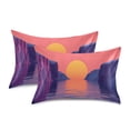 thumbnail image 2 of Dailycode Satin Pillow Case Queen Silk Pillow Cover for Hair and Skin Envelope Closure Pink Sunset over Sea 20"x30", 2 of 9