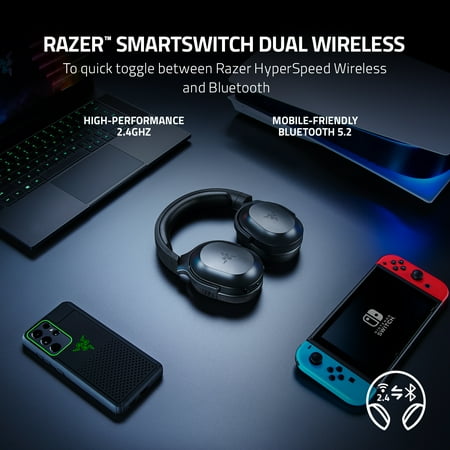 Razer - Barracuda X 2022 Edition Wireless Gaming Headset for PC, PS5, PS4, Switch, and Mobile - Black