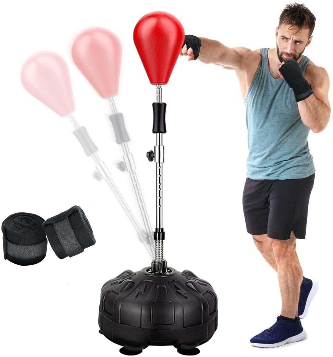 Boxing Spinning Bar Free Standing Fitness Punch Adjustable Reflex Speed Training 