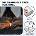 thumbnail image 4 of Uxcell 301 Stainless Steel Foil Roll, 0.4mm x 10mm x 2m High Elasticity Stainless Steel Narrow Foil Strip Roll Metal Plate Sheet for DIY Crafts Machinery Industry Welding Shim, Silver, 4 of 7