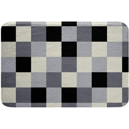 

Grid Squares Bath Mats Plaid Stitching Bathroom Mats Rugs Blue Gray White Rug Carpets Floor Mat Bathroom Decorationsches for Kitchen Bedroom Door Mat 24x16 Inch
