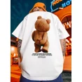 thumbnail image 3 of Camiseta de manga corta con estampado retro americano de oso divertido para hombre, camiseta de algodón Y2K de verano, camisetas de hip hop de gran tamaño con estampado, 3 of 5