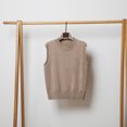thumbnail image 5 of SMihono V Neck Knitted Vest Overlapping Cuff Short Vest Sweaters for Women Sleeveless Solid Loose Casual Womens New Autumn and Winter Warm Keeping Fashion Female Leisure Khaki XL, 5 of 5