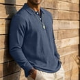 thumbnail image 4 of gzxflxpge Linen Polo Shirt for Men Lounge Vacation Button Up Long Sleeve Collared T-Shirt Fall Winter Classic Fit Pure Color Stylish Blouse Navy 3XL, 4 of 5