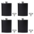 thumbnail image 1 of Paquete de 4 petacas para licor, petaca de bolsillo con cubierta de cuero a prueba de fugas de acero inoxidable de 8 oz con embudos,11 Feliz Sencillez, 1 of 4