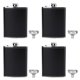 thumbnail image 1 of Paquete de 4 petacas para licor, petaca de bolsillo con cubierta de cuero a prueba de fugas de acero inoxidable de 8 oz con embudos,11 Feliz Sencillez, 1 of 4