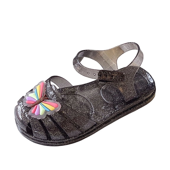 Owordtank Jelly Gladiator Sandal for Little Girl/Big Girl Crystal Clear Princess Dress Up Butterfly Water Rain Shoes 2.5-10Y