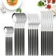 thumbnail image 1 of Myvit Juego de Cubiertos Negro y Dorado Juego Flatware de Cubiertos de Acero Inoxidable de 24 Piezas, Cuchillos, Tenedor, Cuchara, Servicio de Vajilla para 6, 1 of 8