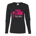 thumbnail image 2 of Wild Bobby Breast Cancer Awareness I Wear Pink for My Wife Breast Cancer Awareness Women Graphic Long Sleeve T-Shirt, Black, Small, 2 of 6