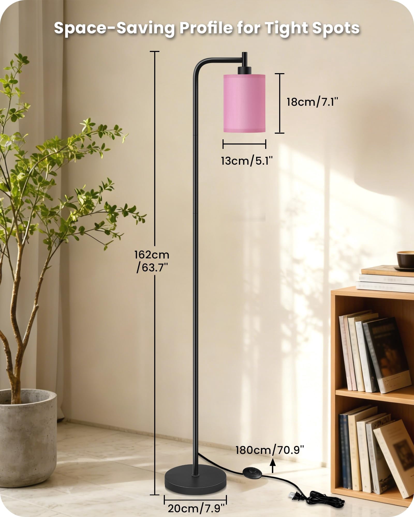 2pack Dimmable Floor Lamp For Living Room With Remote And Foot  Modern Standing Corner 10w Bulb 3 Color Temperatures Bedroom Office Etl Listed Pink P19ldp205