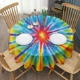 thumbnail image 3 of Colorful Rainbow Tie Dye Spiral Pattern Round Tablecloth 60"x60",Wrinkle Wipeable Table Cloth for Kitchen Dining Room Picnic Patio Party, 3 of 6