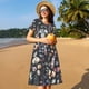 thumbnail image 4 of Easygdp Wildflower Watercolor 1 para Vestido Transpirable de Mujer, Vestido Suelto de Manga Corta con Pliegues y Bolsillos para el Verano, 4 of 6