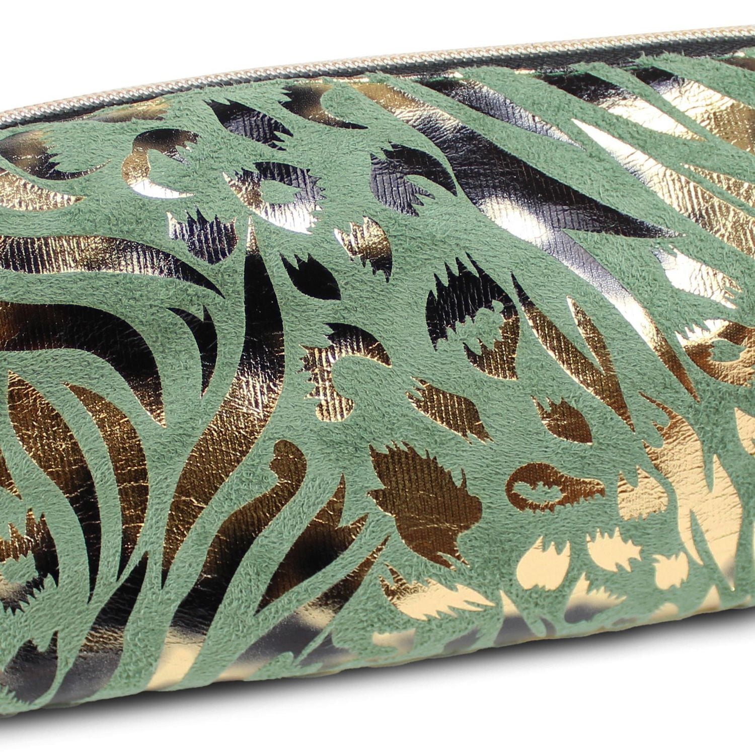 Pen + Gear Mixed Animal Print Pencil Pouch in Gold Foil on Sage Green