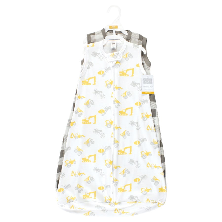 Hudson Baby Cotton Long-Sleeve Wearable Sleeping Bag, Sack, Blanket, Construction Vehicles Sleeveless, 12-18 Months