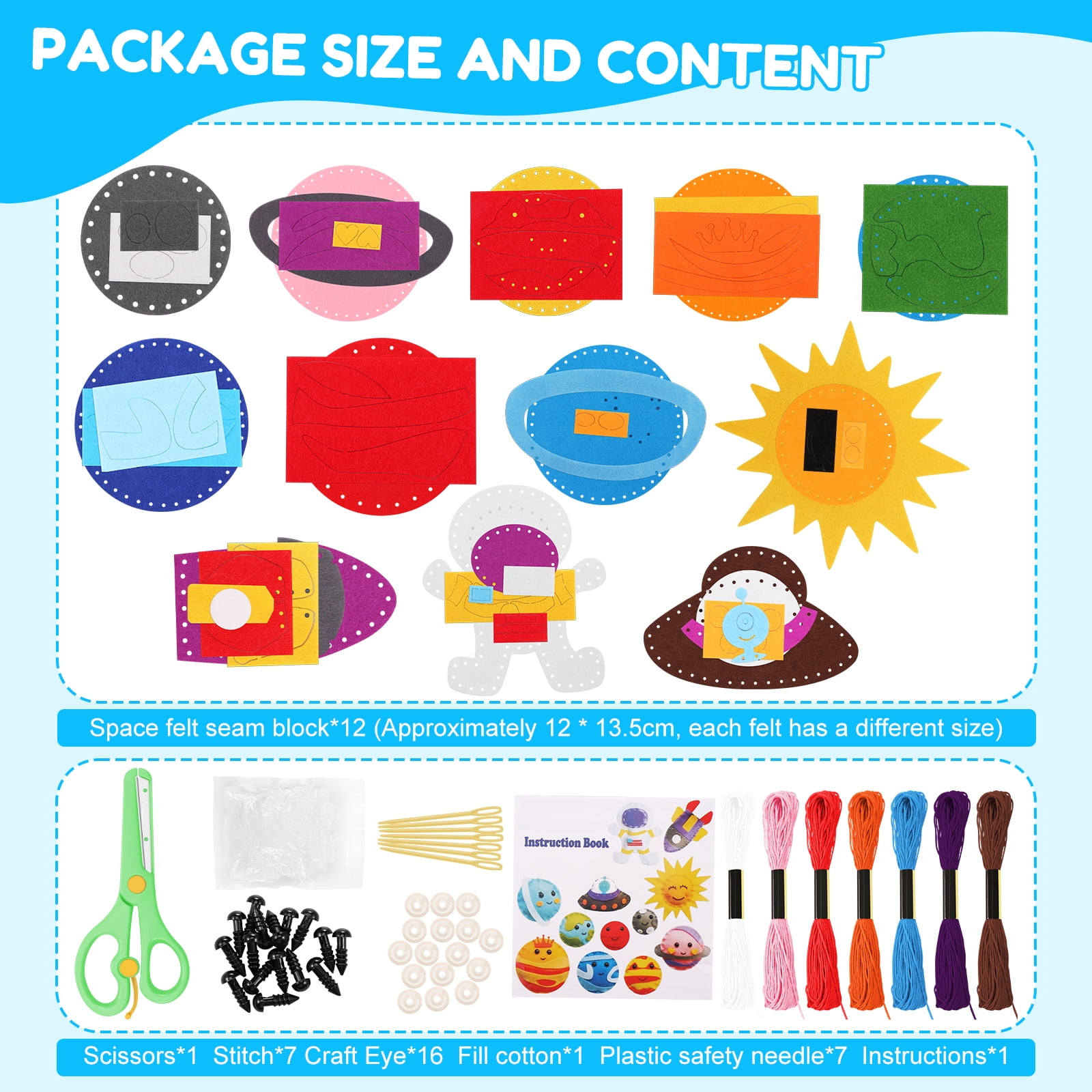 LINFANG Sewing Craft Kit Funny Kid Felt Sewing Kit Complete DIY Crafting and Sewing Set Beginner Art Craft Supplies Set Children Sewing Kit for 8 Years Old and Over