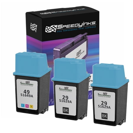 Speedy Remanufactured Cartridge Replacement for HP 29 & HP 49 (2 Black  1 Tri-Color   3-Pack)