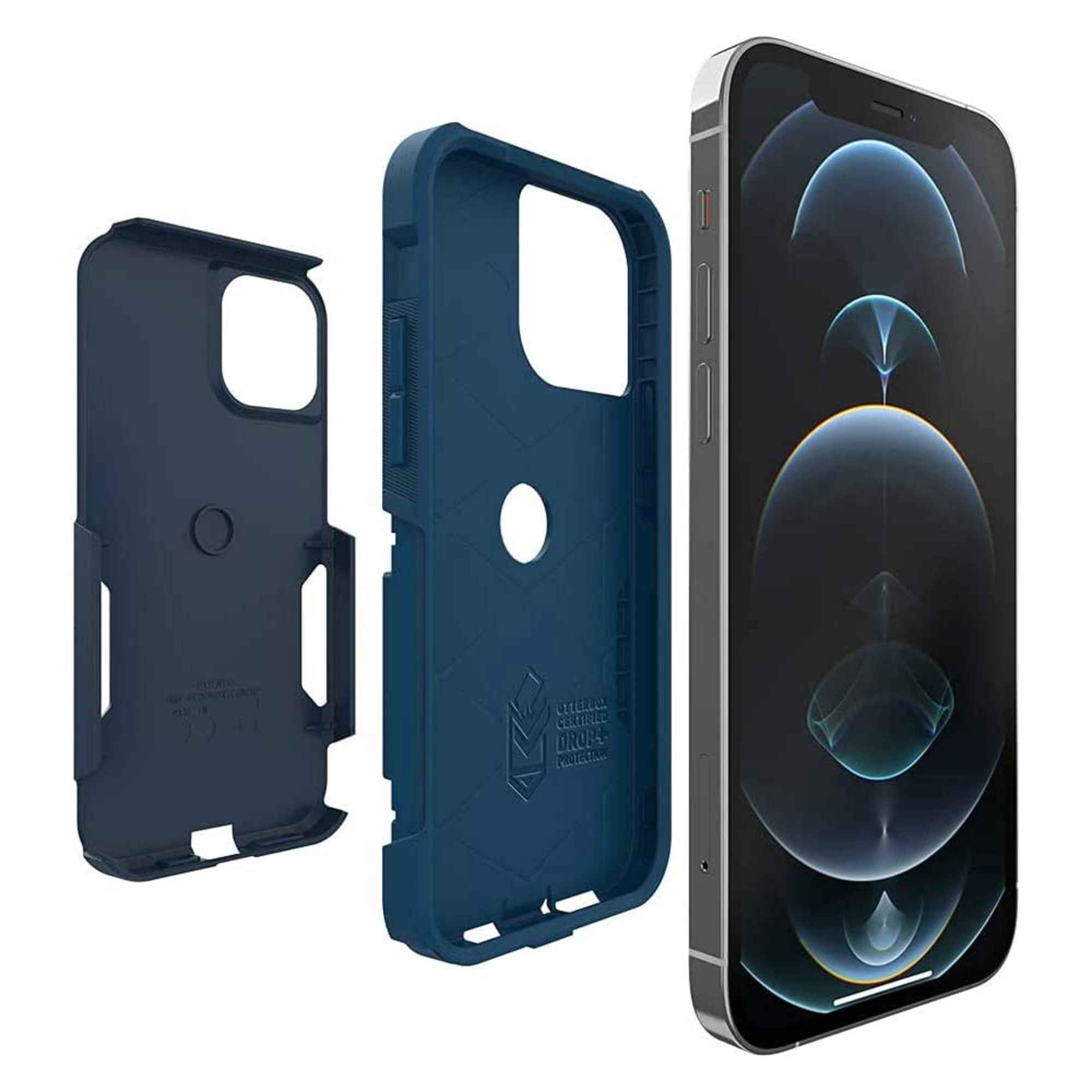 OtterBox iPhone 12 & iPhone 12 Pro Commuter Series Case - Bespoke Way (Blazer Blue/Stormy SEAS Blue), Slim & Tough, Pocket-Friendly, with Port Protection