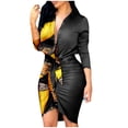thumbnail image 1 of Pompotops Robe Professionnelle pour Femmes Col en V Manches Longues Chemise de Bandage Imprimée, 1 of 9