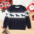 thumbnail image 2 of SERTG Boys and Girls Christmas Knit Sweater Holiday Cute Print Round Neck Cozy Warm Pullover Fall Winter Tops for Children 4-12 Years(Navy#14,5 Years), 2 of 7