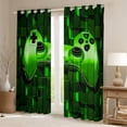 thumbnail image 2 of Feelyou 3D Game Console Blackout Curtains Set of 2 (52x84 Each) for Boys, Modern Video Gaming Lover Window Curtains, Green Square Honeycomb Curtains and Drapes, Living Room Curtains Decor, 2 of 6