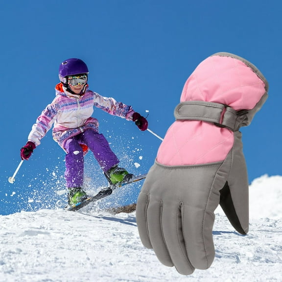 Kids Ski Snow Gloves Winter Cold Weather Windproof Warm Snowboard Sport Mittens for Boys Girls