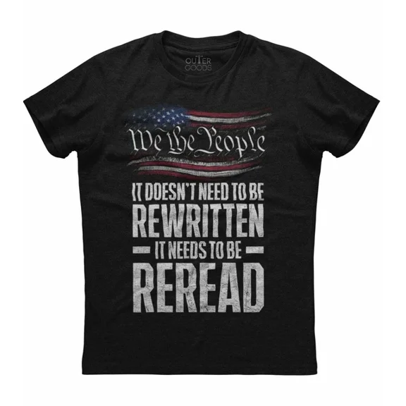 DOPASHIRT Mens We The People It Needs To Be Reread American Flag Patriotic T-Shirt Unisex S-5XL Hot Trending Shirt, Vintage Birthday Gift