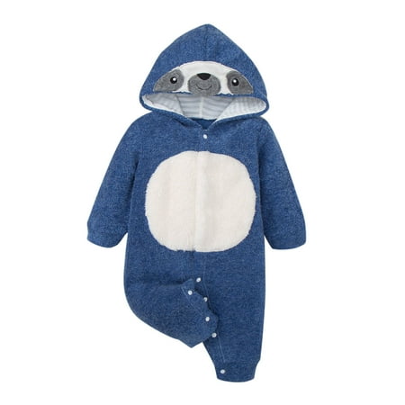

QYZEU Baby Boy Onesie Striped Toddler Romper Toddler Kids Girls Boys Cartoon Bear Hooded Long Sleeves Romper Jumpsuit Outfits