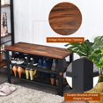 thumbnail image 4 of Bilot 3-Tier Shoe Rack Bench, Industrial Shoe Bench with 2 Mesh Shoe Storage Shelves & Seat, Rustic Shoe Rack, Shoe Rack Bench for Entryway, Front Door, Garage Shoe Storage (Rustic Brown), 4 of 8