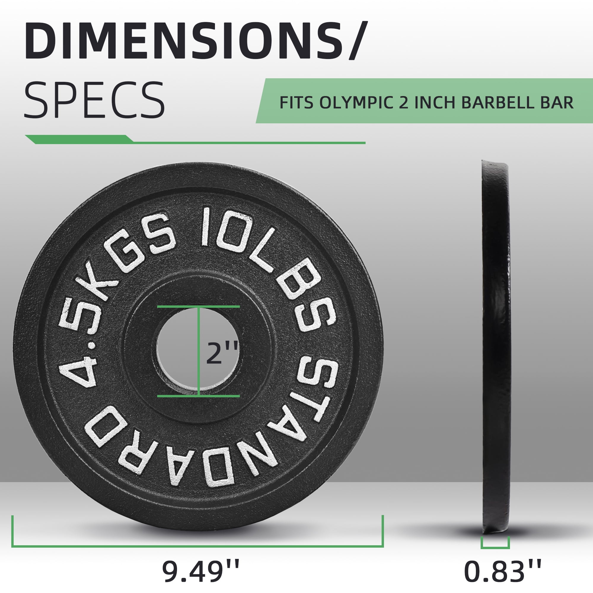 BalanceFrom Classic Cast Iron Weight Plates for Strength Training, 2-Inch, 10-Pound, Set of 4