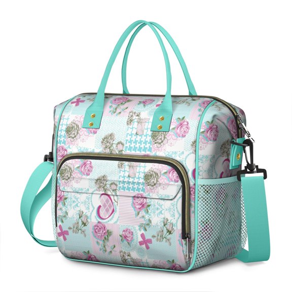Pioneer Flower Floral Print Pattern Womens Lunch Box for Work,Insulated Large Lunch Bag for Tween and Teen,Loncheras Para Mujer,Leakproof Adult Lunch Bag for Work,Beach,Travel,Picnic,Camping
