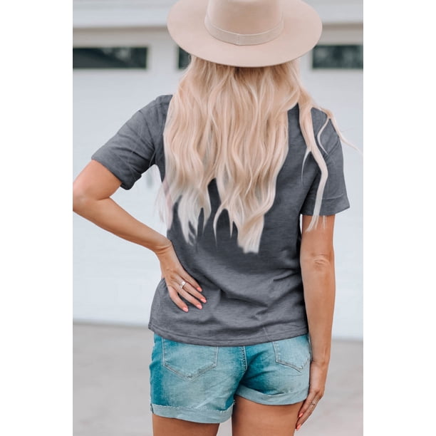 ABPHQTO Camiseta de manga corta con estampado gráfico Grey Lake Vibes para mujer