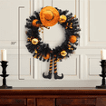 thumbnail image 5 of Kurt Adler Un-Lit Halloween Themed Holiday Wreath, Orange & Black, 33in, 5 of 5