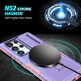 thumbnail image 4 of Phone Case for Samsung Galaxy S24 Ultra Case Magnetic with Stand Black Fits Wireless Charger, Samsung S24 Ultra Case with Camera Lens Protector Cover Shockproof (Purple), 4 of 17