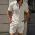 thumbnail image 2 of Stamzod Mens Outfits Two Piece Summer Solid Color Short Sleeve Button Down Shirt and Shorts Casual Beach Vacation Sweatsuits for Men Khaki XXL, 2 of 4