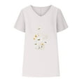 thumbnail image 3 of Womens Summer Tops Casual Short Sleeve V Neck Shirts Business Dressy Work Blouses Womens Graphic Print Shirts White, 3 of 3