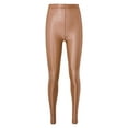 thumbnail image 4 of Choomomo Leggings Serrés de Performance de Danse Moderne de Rue Hip Hop Rave Extensibles Brillants pour Femmes Café, 4 of 8