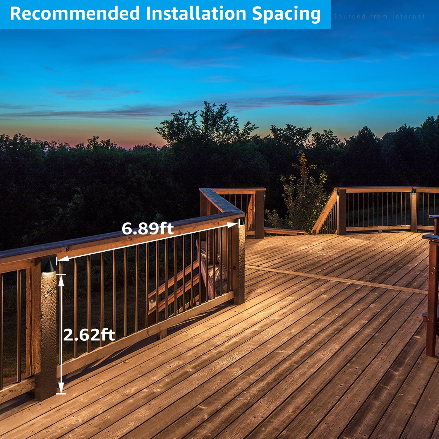 4 Pack 3CCT Low Voltage Aluminum Step Fence Light, 2700K/3000K/4000K Selectable LED Deck Lighting, IP65 Waterproof 12-24V AC/DC