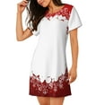 thumbnail image 2 of Zufioo Winter Christmas Snowflake Print Women's Nightgown, Round Neck Short-sleeved Pajamas, Home Wear Suitable for Home and Outing, 2 of 6