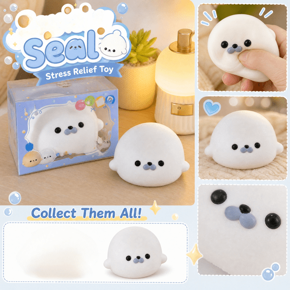 Seal Squishy Toy, Realistic Soft Silicone Animal Squeeze Novelty, 3.94In Portable Sensory Toy For Desk, Travel, Study Breaks, Gifts And Play For Everyday Play And Collecting