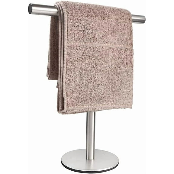 13" T-Shaped Standing Towel Rack Holder - Brushed SUS304 Stainless Steel, Freestanding Towel Bar for Bathroom, Kitchen Countertop & Vanity, Space-Saving Bath Accessory