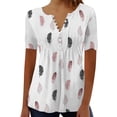 thumbnail image 2 of White Women's Short Sleeve T-shirt, Summer Tops For Women 2025 Trendy Boho Floral Print Tunic Shirts Short Sleeve V Neck Tshirt Casual Loose Blouse,Women's Short sleeve T-shirt 3XL, 2 of 5