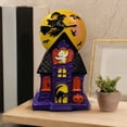 thumbnail image 4 of HAHUT Halloween House Blow Mold Light, Resin Pre-Lit Spooky Mansion with Glowing Witch Moon, Ghost & Black Cat for Halloween Party Tabletop Decor (Purple), 4 of 6