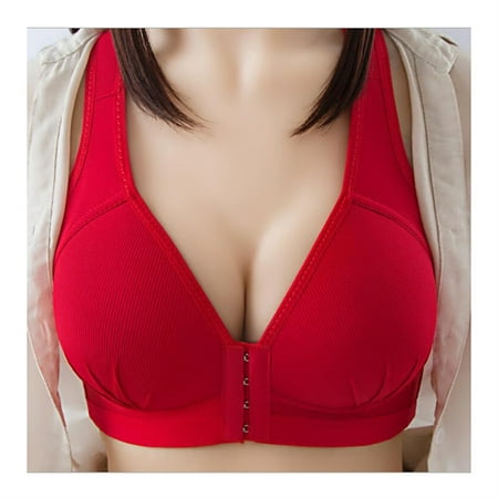 

New Plus Size Push Up Bra Front Closure Solid Color Brassiere Bra 36-46 Wireless Underwear For Women