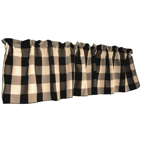 Poplin Buffalo Checkered Window Valance 58" Wide Black and Beige