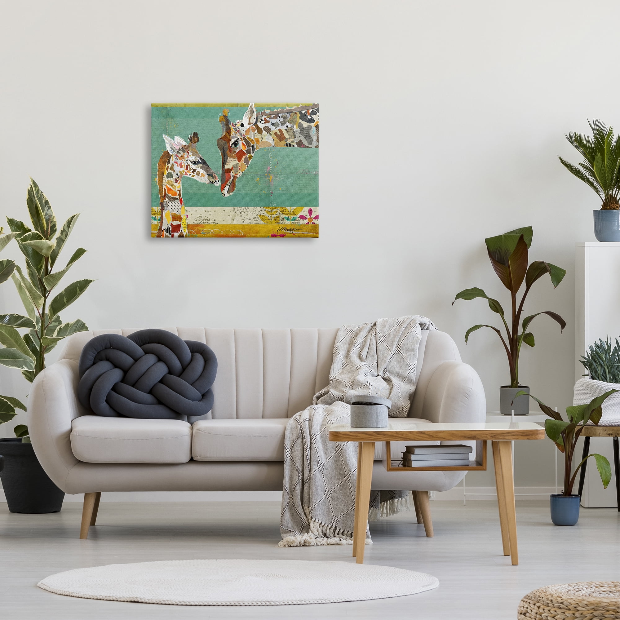 Stupell Industries Endearing Giraffe Family Layered Wildlife Animal Collage Graphic Art Gallery Wrapped Canvas Print Wall Art, Design by Traci Anderson