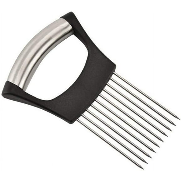 Food Slicer Assistant Tool, Tomato Meat Onion Holder Slicing Portable Kitchen Gadgets Utensil Stainless Steel Vegetable Cutting Aids For