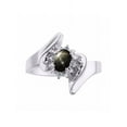 thumbnail image 1 of Rylos Bague de Designer Florale avec Pierre Précieuse Ovale 6x4 mm et Diamants Étincelants en Argent Sterling - Pierre de Naissance Saphir Étoilé Noir Bijou Taille 10, 1 of 7