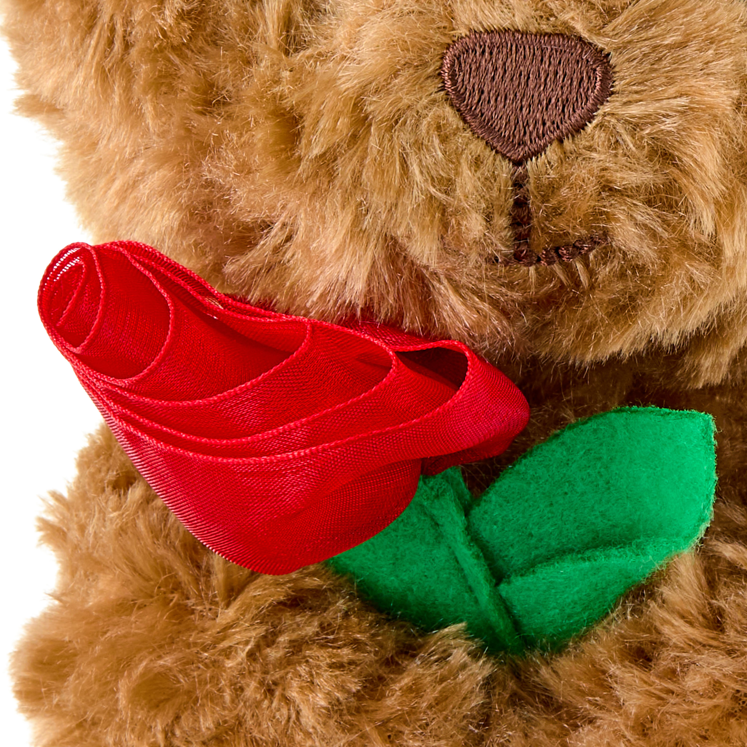 Small Bear with Rose Plush, Brown, 8", Valentine's Day by Way To Celebrate