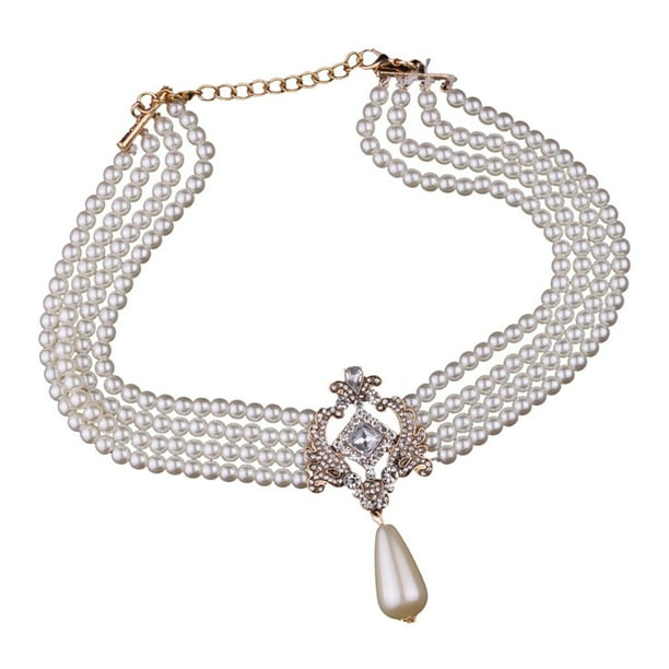 Pearl and diamond shop choker necklace